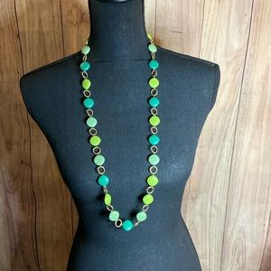 Banana Republic bead & link necklace, multi shades of green